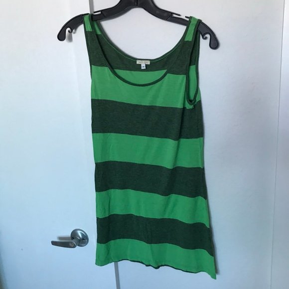 YACHT CLUB Green Striped Tank Top sz 3 / L Scoop neck Intermix Sleeveless sh - Picture 1 of 6